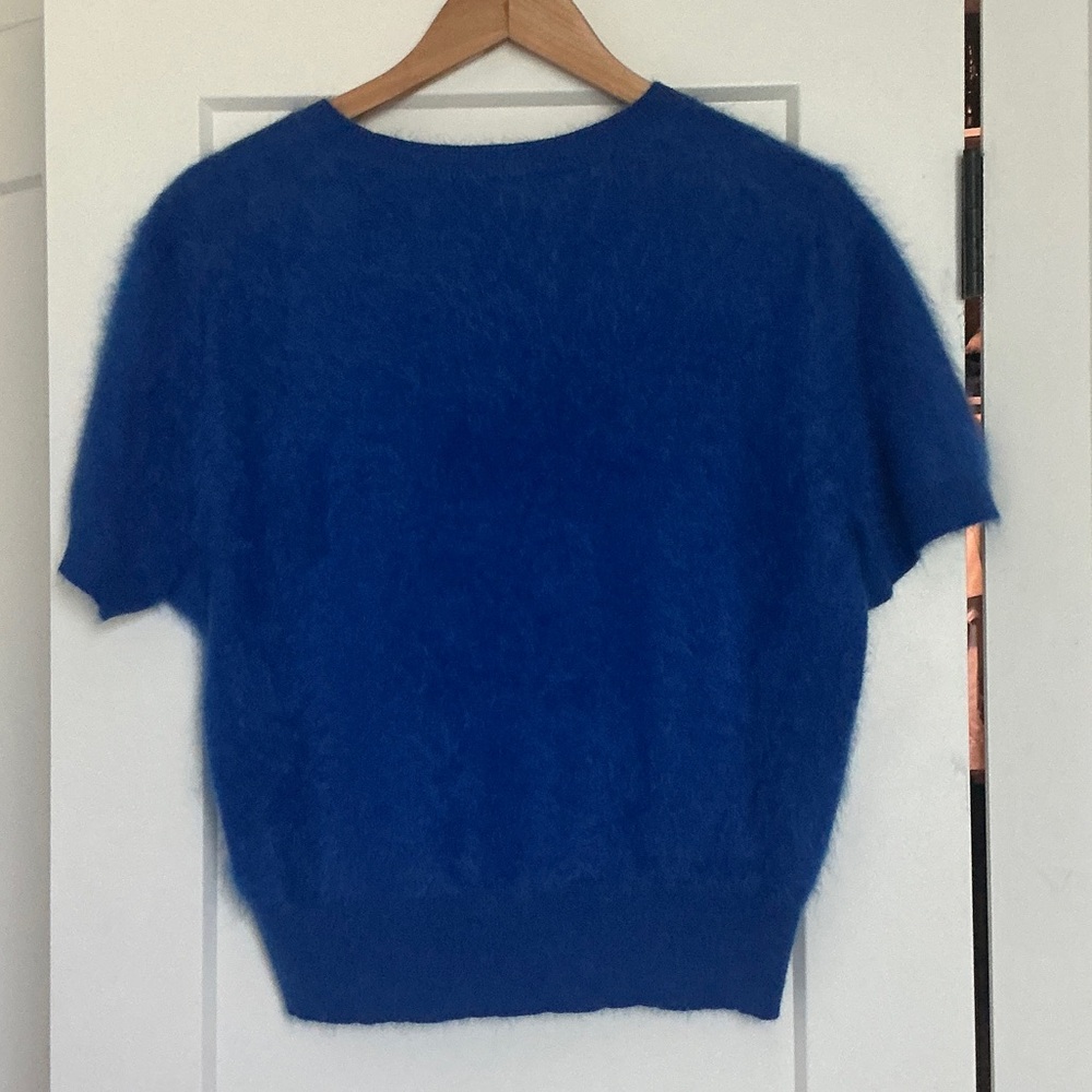 J. Crew Blue Fuzzy Short Sleeve Sweater - Picture 3 of 3